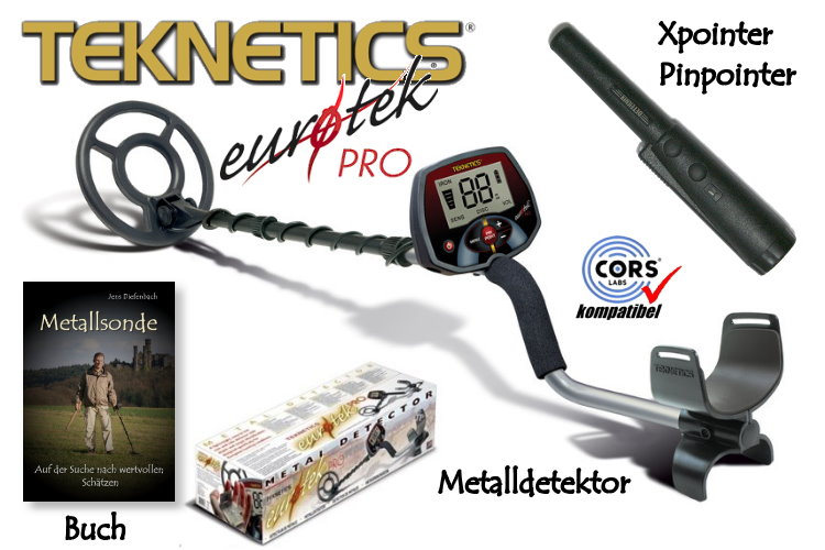 Teknetics Eurotek PRO (LTE) Metalldetektor Ausrüstungspaket mit Xpointer