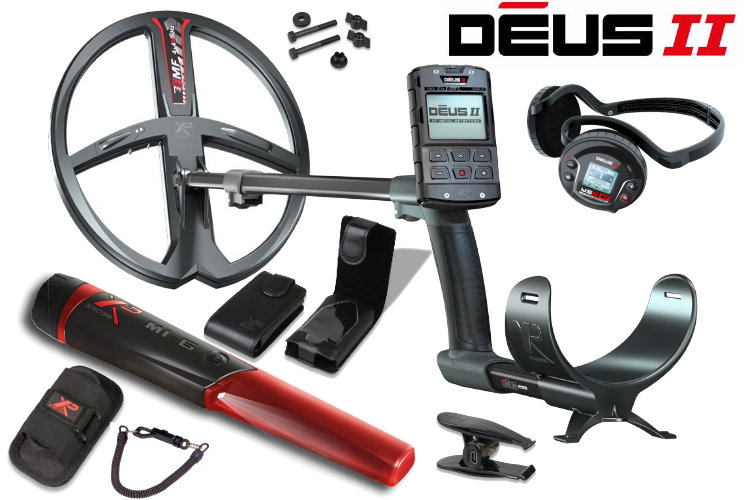 Metalldetektor XP Deus 2 mit 34cm Spule & Funkkopfh&ouml;rer WS6 ST & MI-6